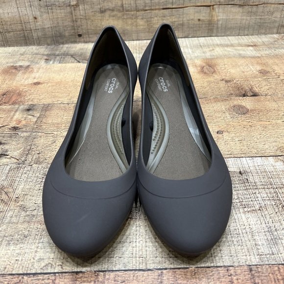 Crocs Dual Comfort Brown Rubber Slip On Wedge Heels Size 8 GREAT! - Picture 2 of 6